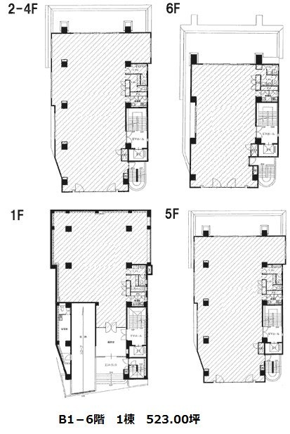 プラザ曙橋ビルB1F～6F 間取り図