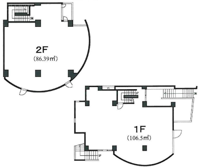 蕪木ビル1F~2F 間取り図