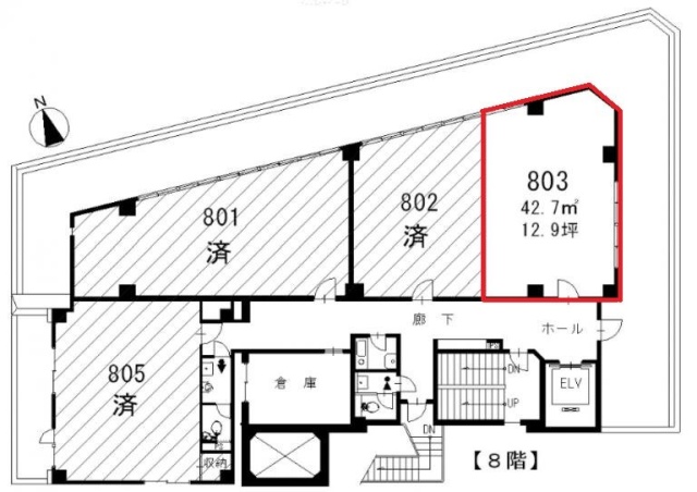 新富ミハマビル803 間取り図