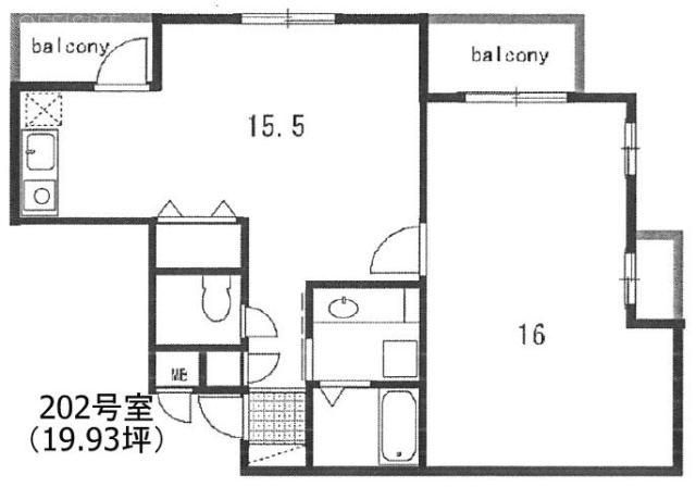 高倉第7マンション202 間取り図