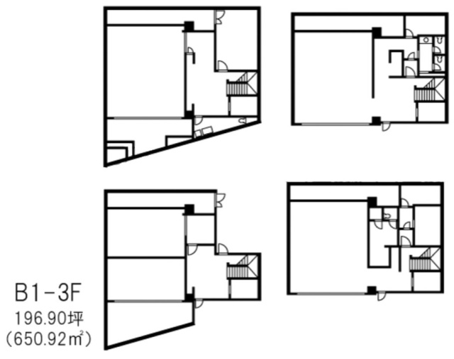 目黒通り沿い一棟ビルB1F～3F 間取り図