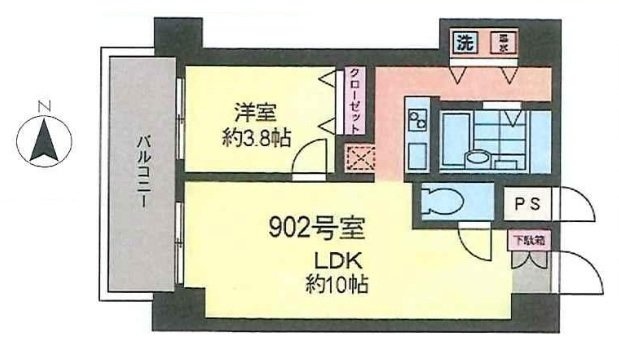麻布十番2Aビル902 間取り図