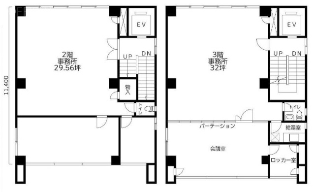 西明ビル2F～3F 間取り図