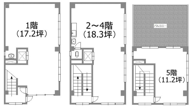 永代2丁目一棟ビル1F～5F 間取り図