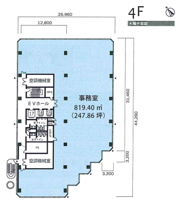 世田谷ビジネススクエアヒルズⅠビル4F 間取り図