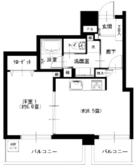 ニューシティハイツ日本橋9F 間取り図