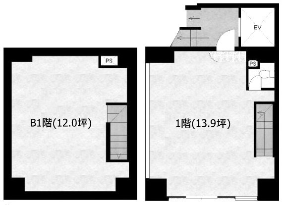 南国ビルB1F～1F 間取り図