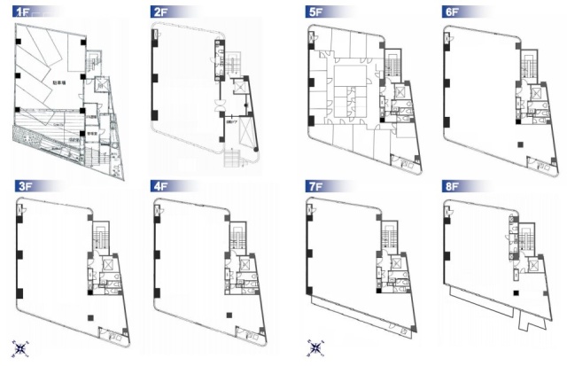 八丁堀エイトビル1F～8F 間取り図