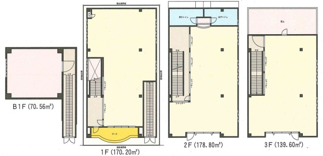 洋明ビルB1F～3F 間取り図