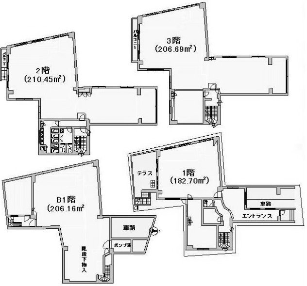 東十条ビルB1～3F 間取り図