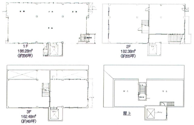 本行徳倉庫1F～3F 間取り図