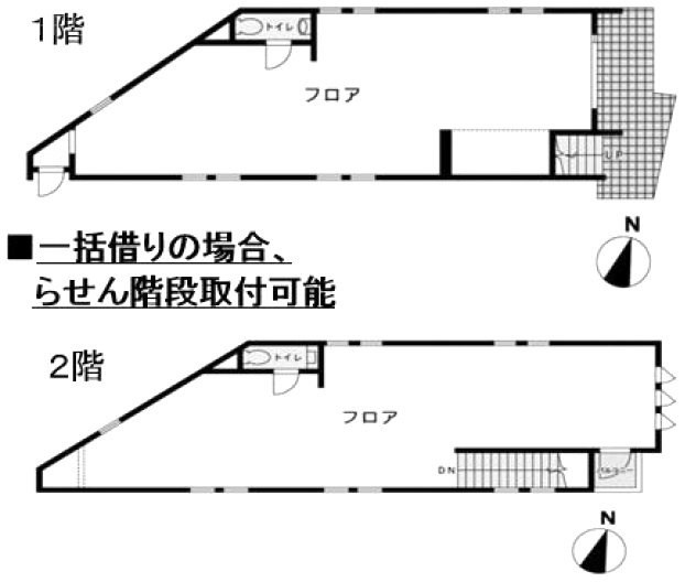 石川町2丁目店舗ビル1F～2F 間取り図