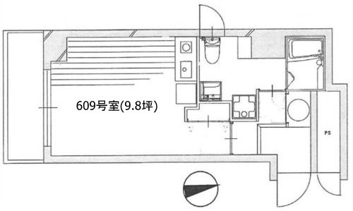 新宿御苑前マンション609 間取り図