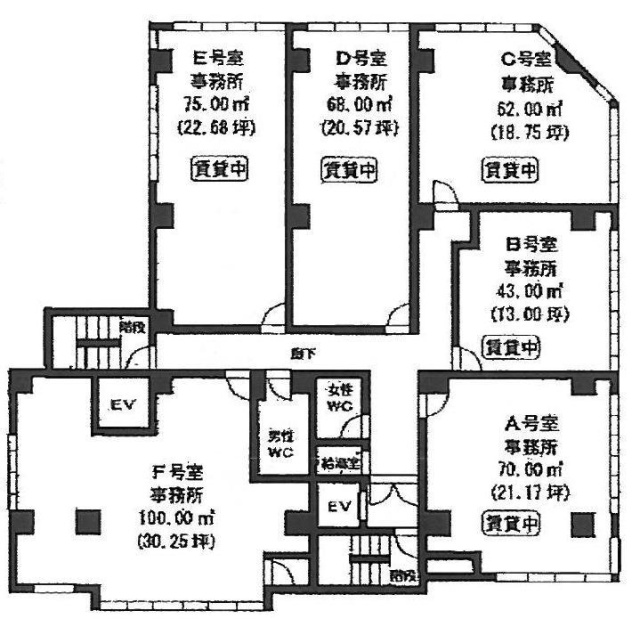 コスモス御苑ビルA+B 間取り図