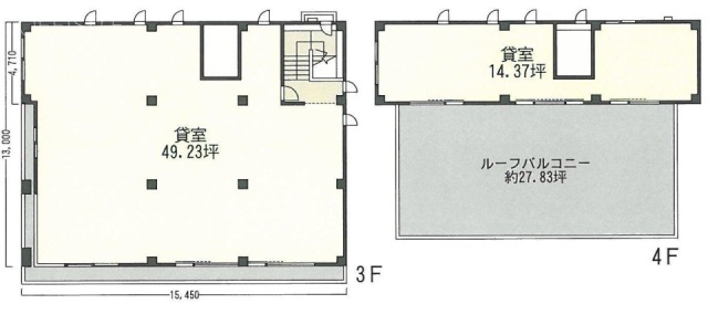 篠田ビル3F～4F 間取り図