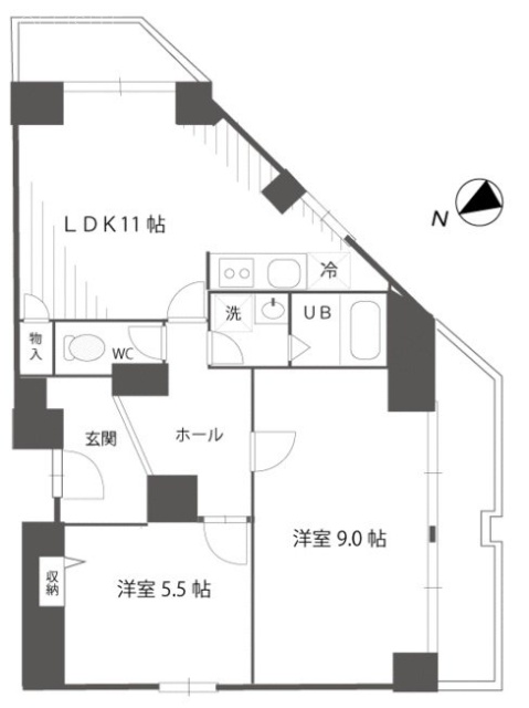 陽輪台西新宿ビル11F 間取り図