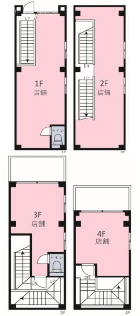 渋谷二丁目ビル1F～4F 間取り図