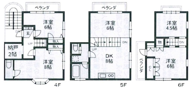 石田ビル4F～6F 間取り図