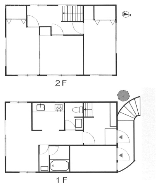 恵比寿南三丁目戸建1F～2F 間取り図