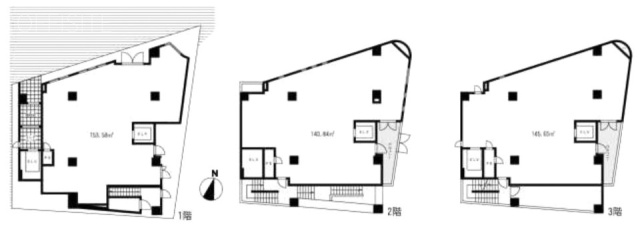 果山ビル1F～3F 間取り図