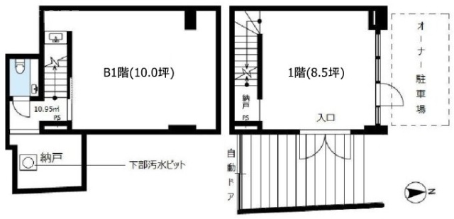 島田企画ビルB1F～1F 間取り図