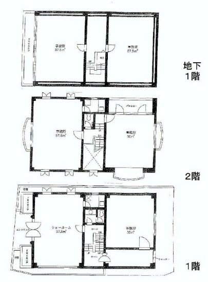 神宮前3丁目店舗ビルB1F～2F 間取り図