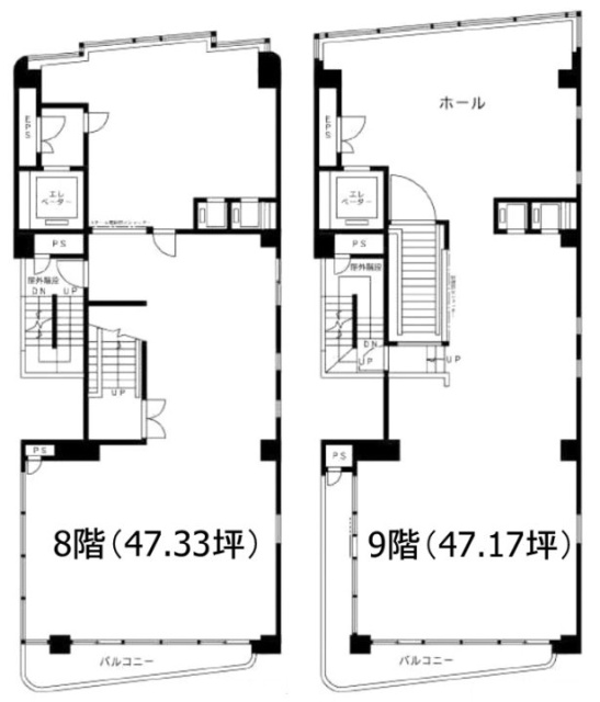 桃花源ビル8F～9F 間取り図