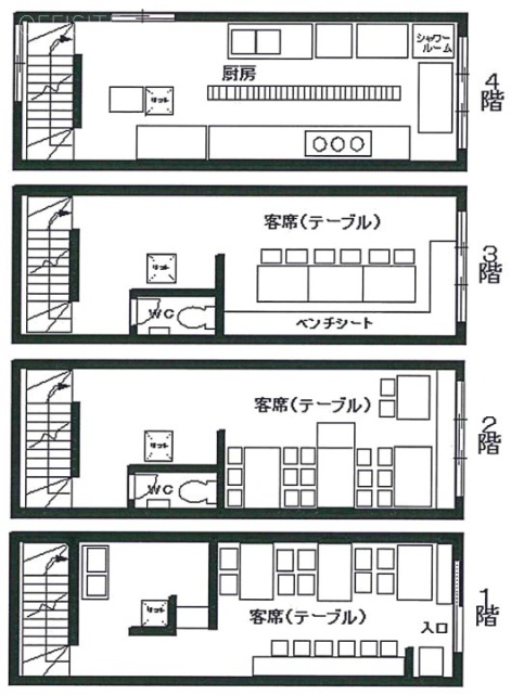 山田ビル1F～4F 間取り図