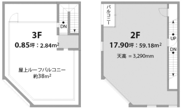 ランド六本木ビル2F～3F 間取り図