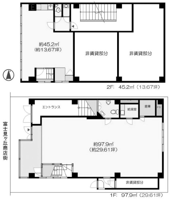 西森ビル1F～2F 間取り図