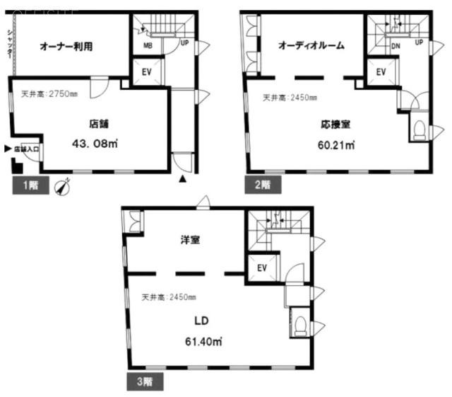 WADAビル1F～3F 間取り図