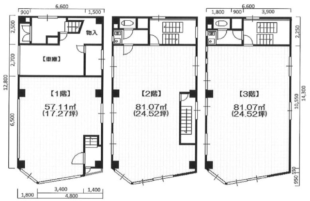 武部ビル1F～3F 間取り図