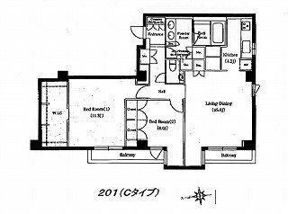 三田綱町デュープレックスリズビル202 間取り図