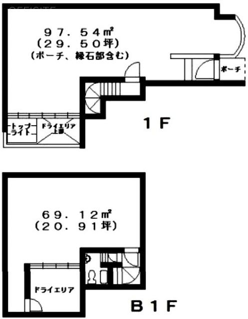 ミストラル表参道B1F~1F 間取り図