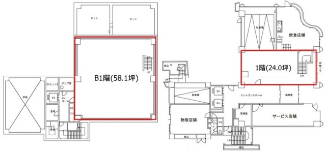 芝大門116ビルB1F～1F 間取り図