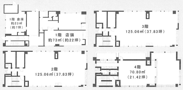 徳丸1丁目ビル1F～4F 間取り図