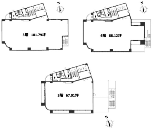 東麻布ISビル3F～5F 間取り図