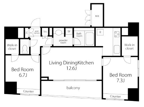 VORT銀座residence1303 間取り図