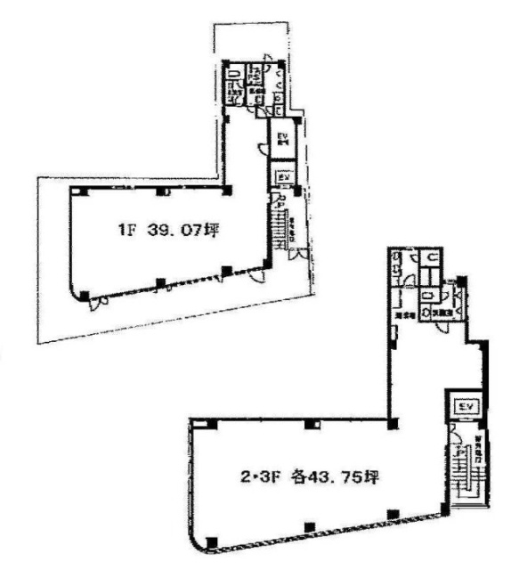 クレイン赤坂ビル1F~3F 間取り図