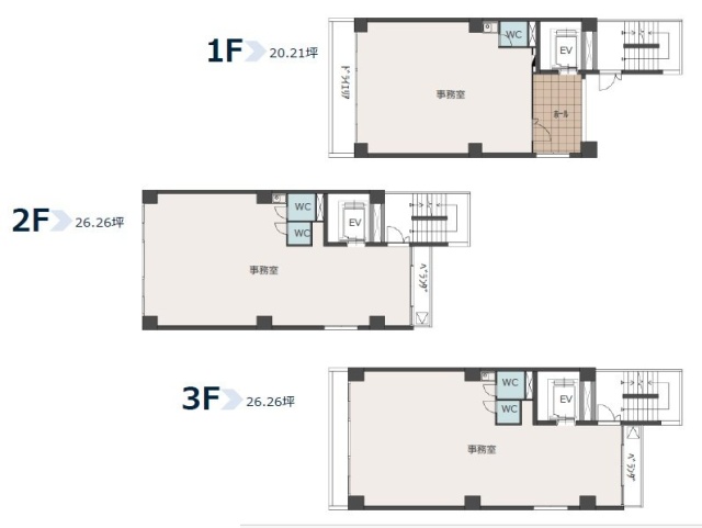 (仮)One-Kagurazaka1F～3F 間取り図