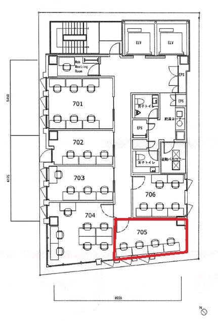 日総第26ビル705 間取り図
