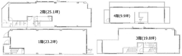 外神田3丁目賃貸戸建1F~4F 間取り図