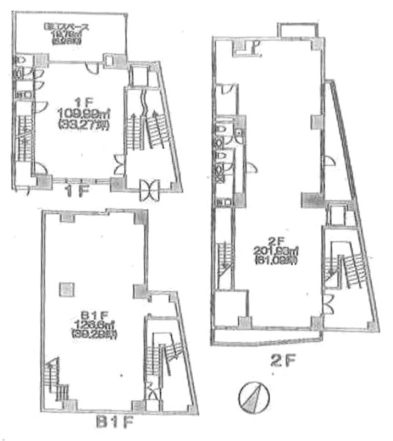 グランドゥール浅草ビルB1F～2F 間取り図