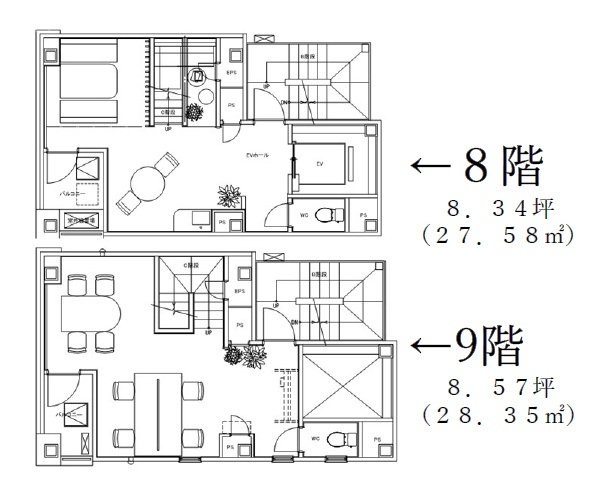 GM九段下8F～9F 間取り図