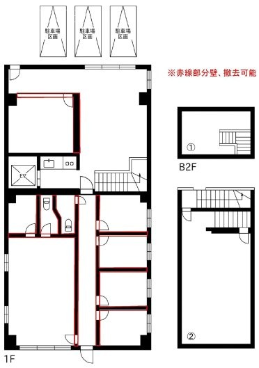 パインアンダー・フラットB2F~1F 間取り図