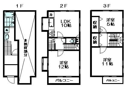 菊池邸ビル1-3F 間取り図