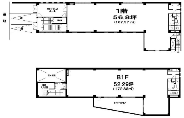 ブルースカイ千駄ヶ谷ビルB1F～1F 間取り図