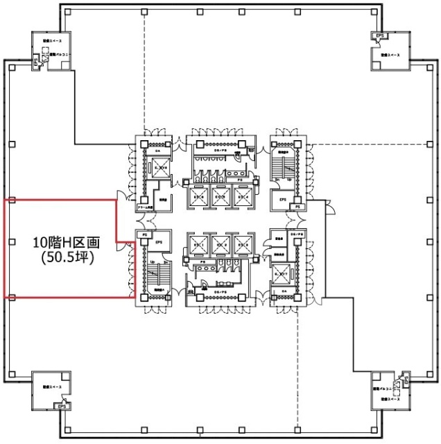 横浜ビジネスパーク(YBP)ウエストタワーH 間取り図