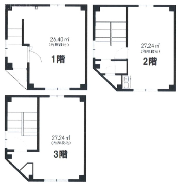 ユウキビル1F～3F 間取り図
