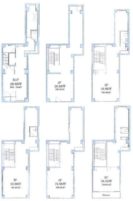 銀座すずらんビルB1F～5F 間取り図